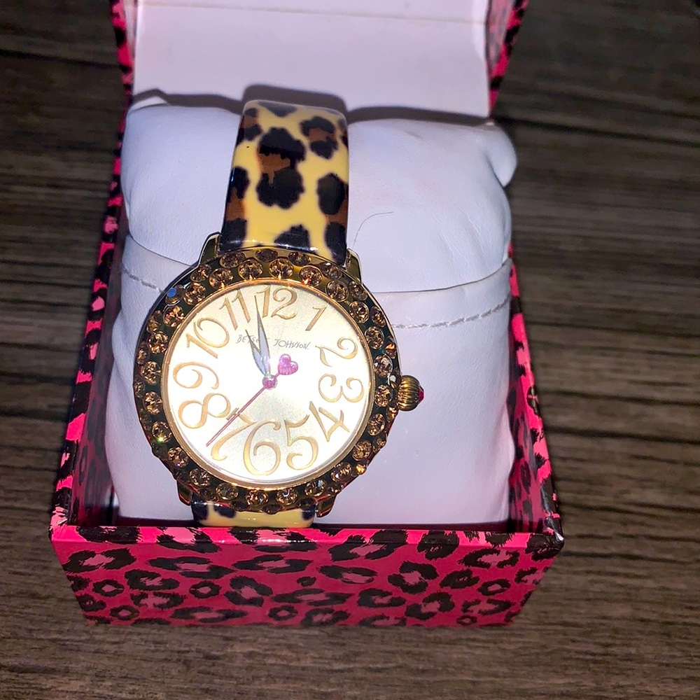 Leopard print betsey Johnson watch